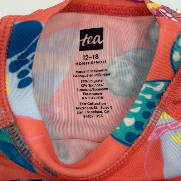 Tea Collection Girls Rash Guard Baby Swim Set 12-18 Mo Butterfly Orange Blue NWT - Picture 7 of 11
